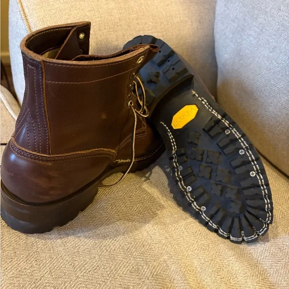 NWB Nick’s Brown Leather Boots with Rugged Sole - LIKE NEW - Picture 2 of 5